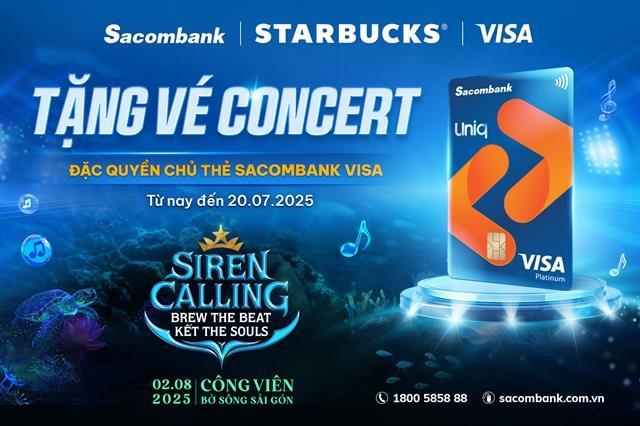 Get Sacombank Visa card for free tickets to ‘Siren Calling concert by lender, Starbucks