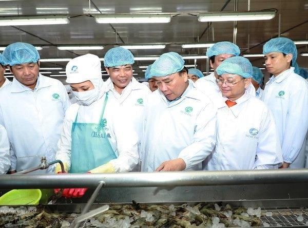 PM tours shrimp processing corporation in Ca Mau