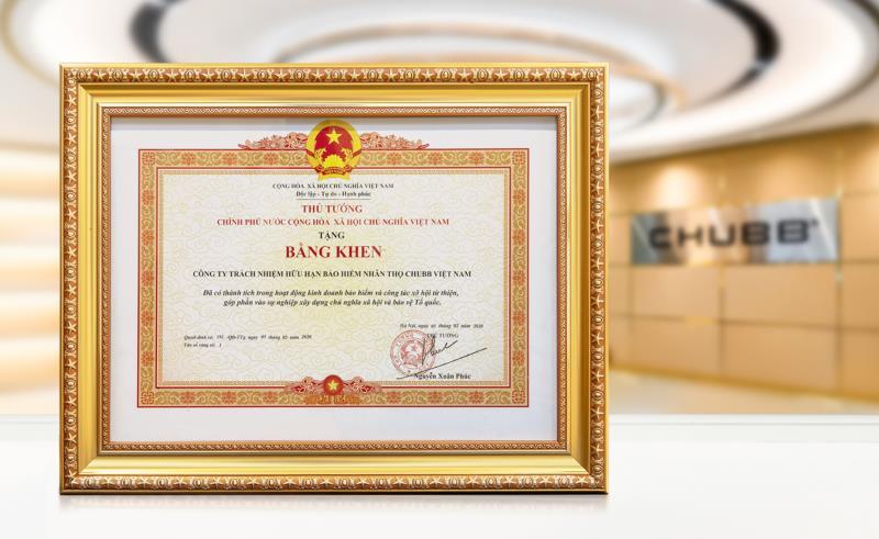 Chubb Life Vietnam received Certificate of Merit from Prime Minister