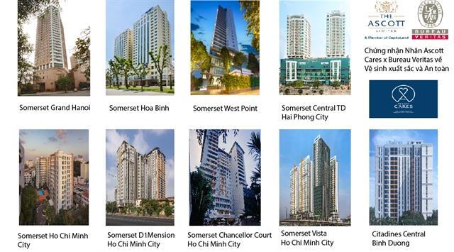 Ascott Vietnam properties certified with hygiene excellence and safety label